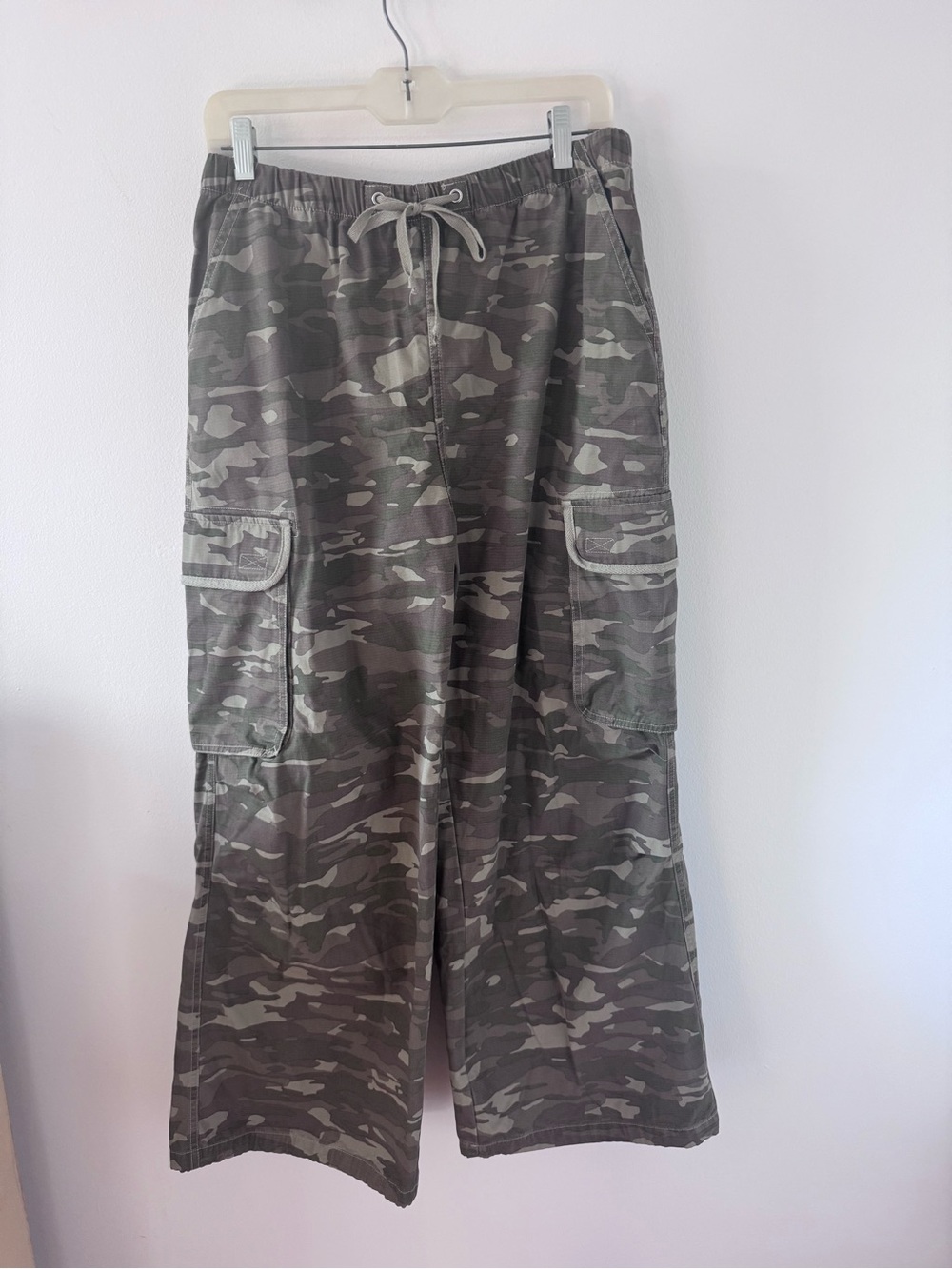 bp Wide Leg Cargo Jumpsuit Pants in Olive Camo